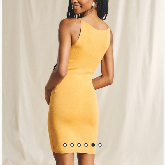 BNWT Abercrombie Yellow Jacquard Knit Sweater Mini Dress Large Tall - Picture 2 of 8